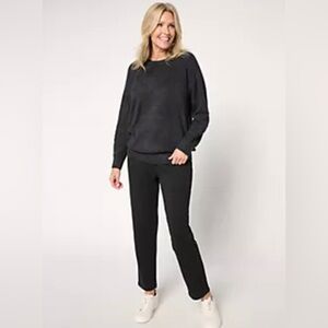 Barefoot Dreams Petite CozyChic Lite Pullover & Strght Leg Pant PL NEW